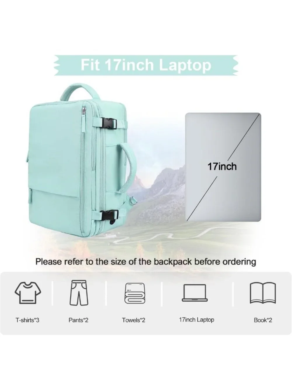 Stylish Waterproof Travel Backpack for Women, 17